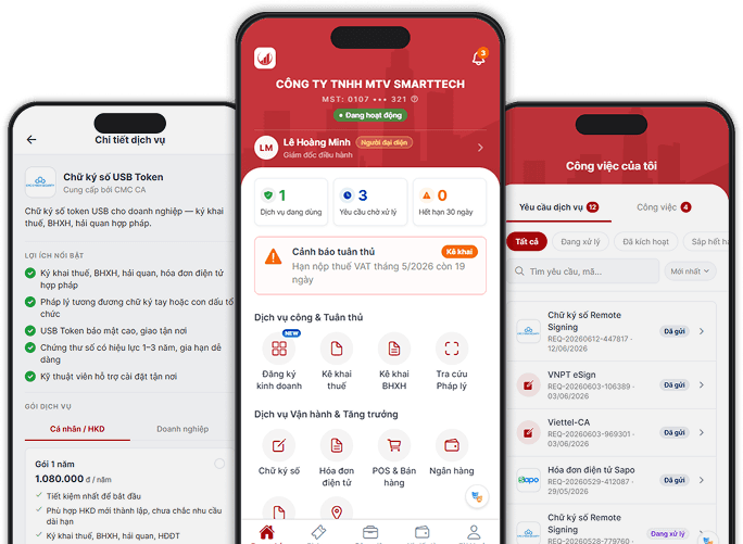 Giao diện ứng dụng SmartBiz